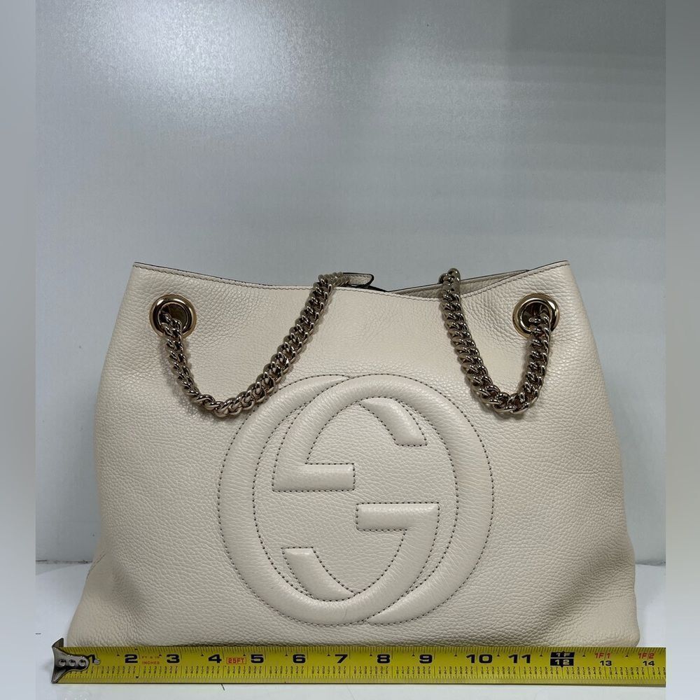 Gucci Soho Leather Medium ChainStrap Tote Ivory/off white - Picture 11 of 12